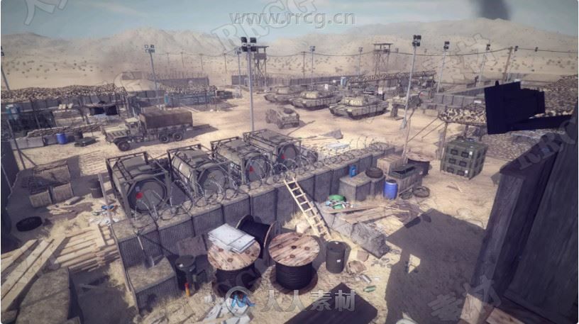 军用基地场景车辆地面纹理unity游戏素材资源