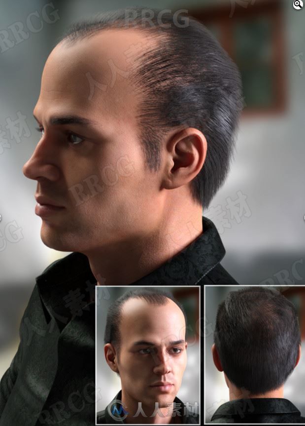 中老年男性头皮稀疏谢顶发型3d模型合集
