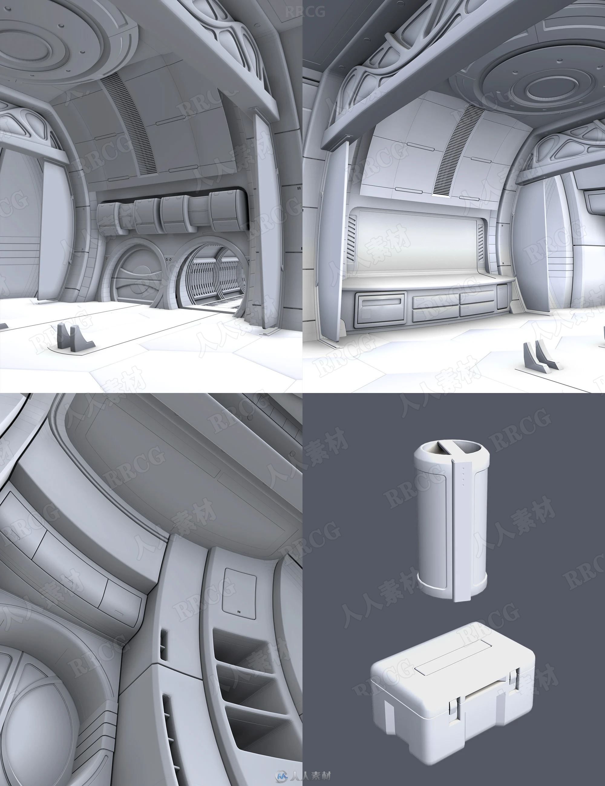 太空飞船实验室科幻场景3d模型合集