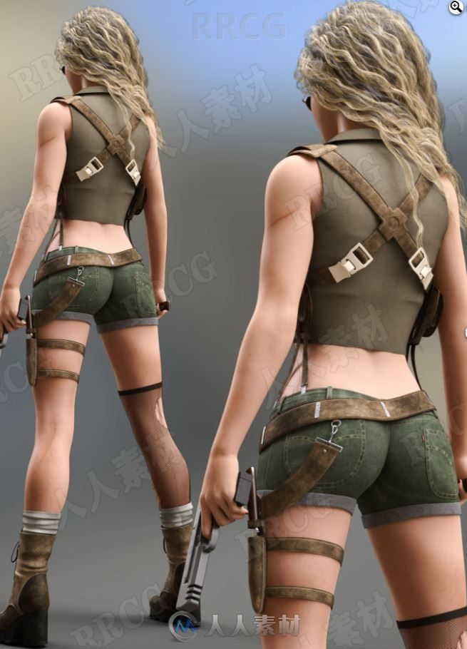 沙漠地形冒险战斗女战士3d模型合集