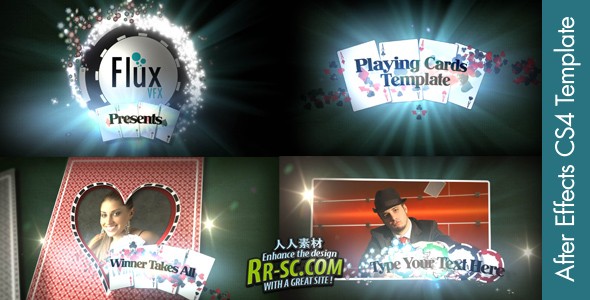 《扑克牌娱乐板式 AE片头包装模板》Videohive playing cards 156654