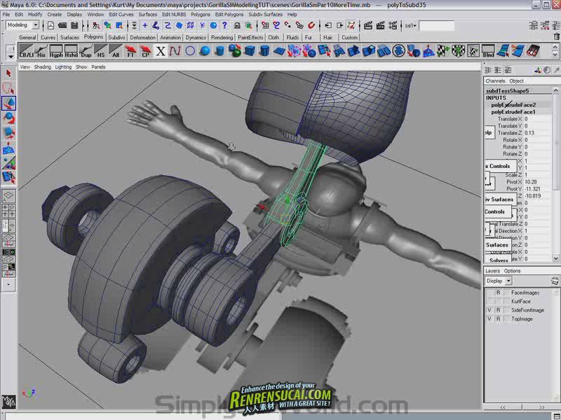 《Maya制作大猩猩角色建模教程》Simply Maya Sci-Fi Gorilla Modeling