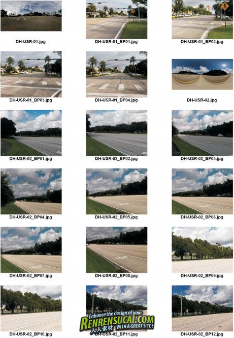 《HDRI美国街道光照贴图合辑》DOSCH HDRI USA Road Backplates