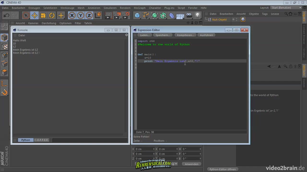 《C4D编程Python基础教程》video2brain Python basics for CINEMA 4D German