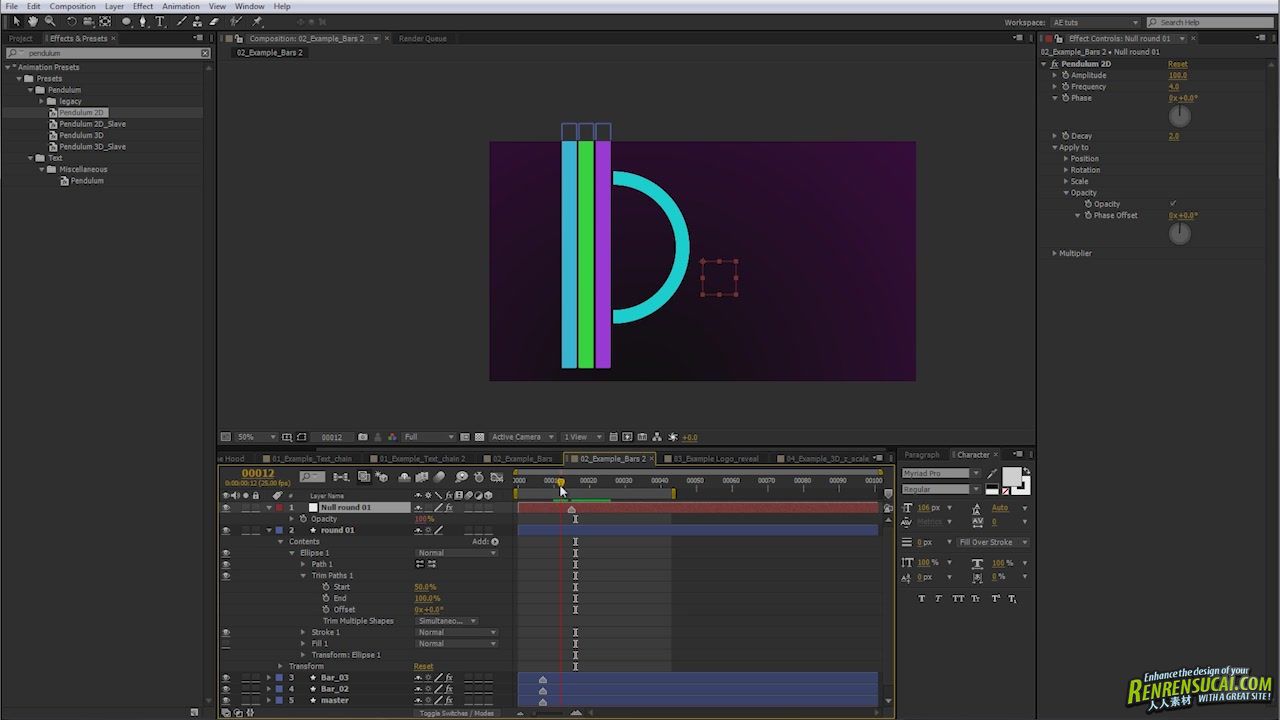 《AE中Pendulum运动技巧教程与预设合辑》AETuts+ Premium Pendulum Motion Preset ...