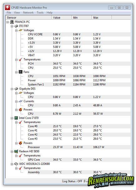 《硬件监控程序》(CPUID HWMonitor Pro)v1.13[压缩包]