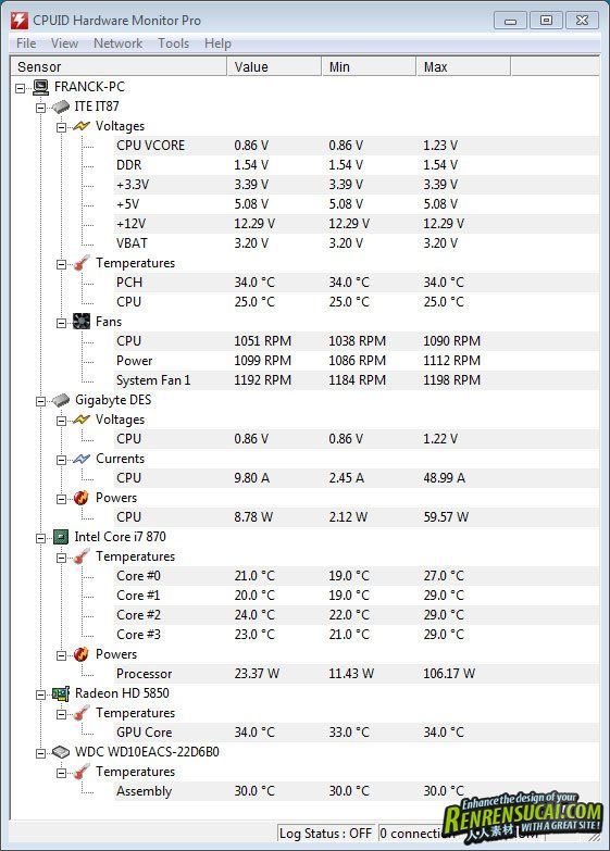 《硬件监控程序》(CPUID HWMonitor Pro)v1.13[压缩包]