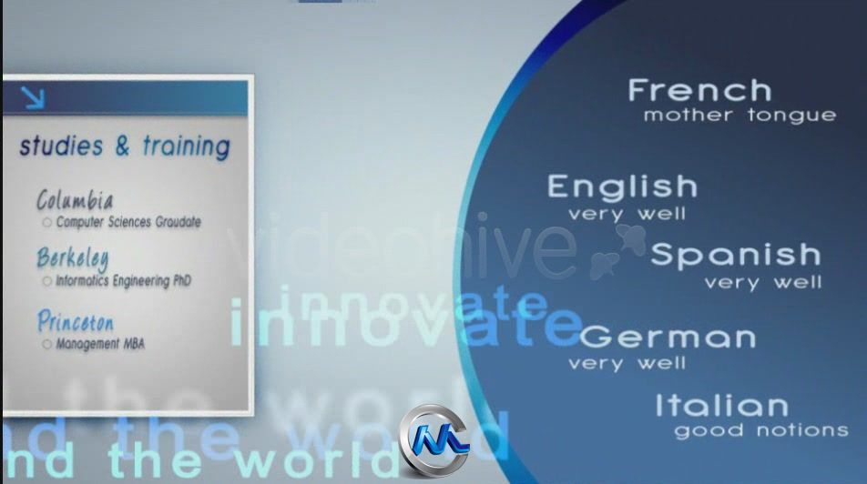 《视觉简历 AE模板》videohive visual resume alpha animated curriculum 123255