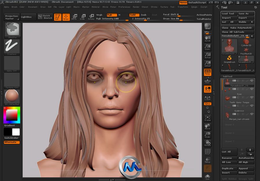 《Zbrush女性角色人体解剖绘制教程》Gnomon Human Anatomy Female UPDATED by Zack...