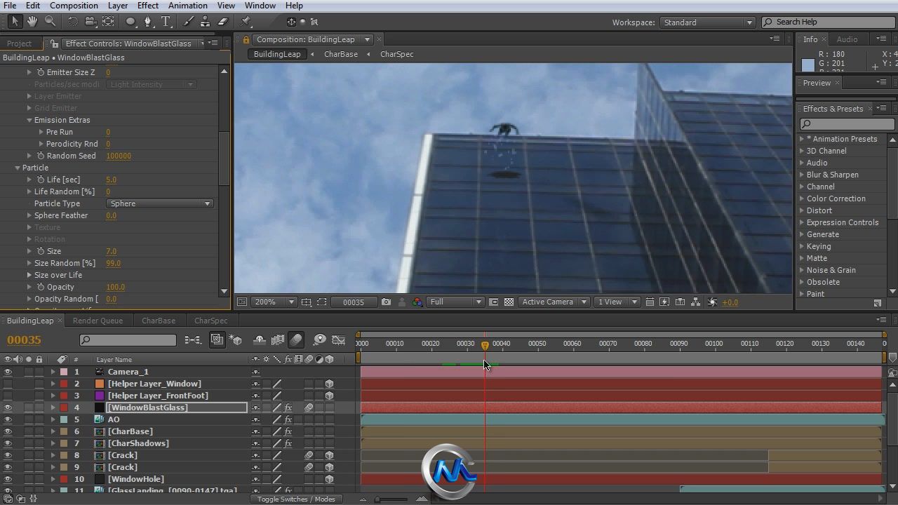 《AE制作CG拍摄场景与动画合成教程》AETuts Premium Compositing a CG Building Leap