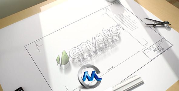 《办公设计桌面 AE模板》videohive architect logo reveal 770729