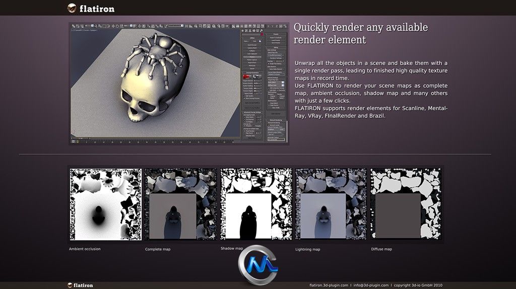 《3DsMax场景纹理渲染器V1.70版》3D-IO Flatiron 1.70 For 3Ds Max 2013 XFORCE