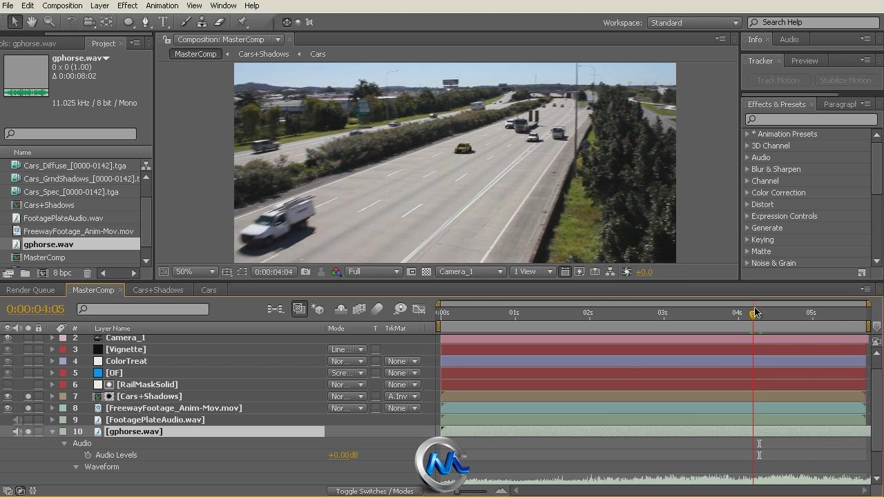 《AE制作汽车公路追逐画面校正教程》AETuts+ Set Up An Intense CG Street Race Co...