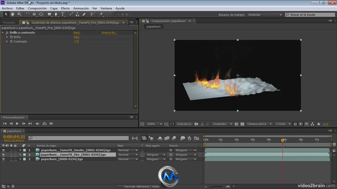 《3dsmax制作烧纸应用实例视频教程》video2brain Practical example in 3D Burning...