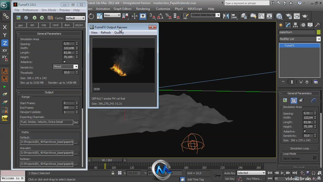 《3dsmax制作烧纸应用实例视频教程》video2brain Practical example in 3D Burning...