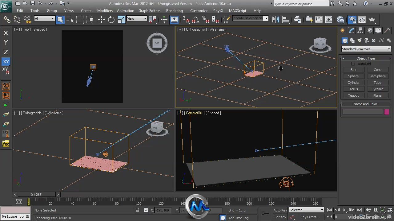 《3dsmax制作烧纸应用实例视频教程》video2brain Practical example in 3D Burning...