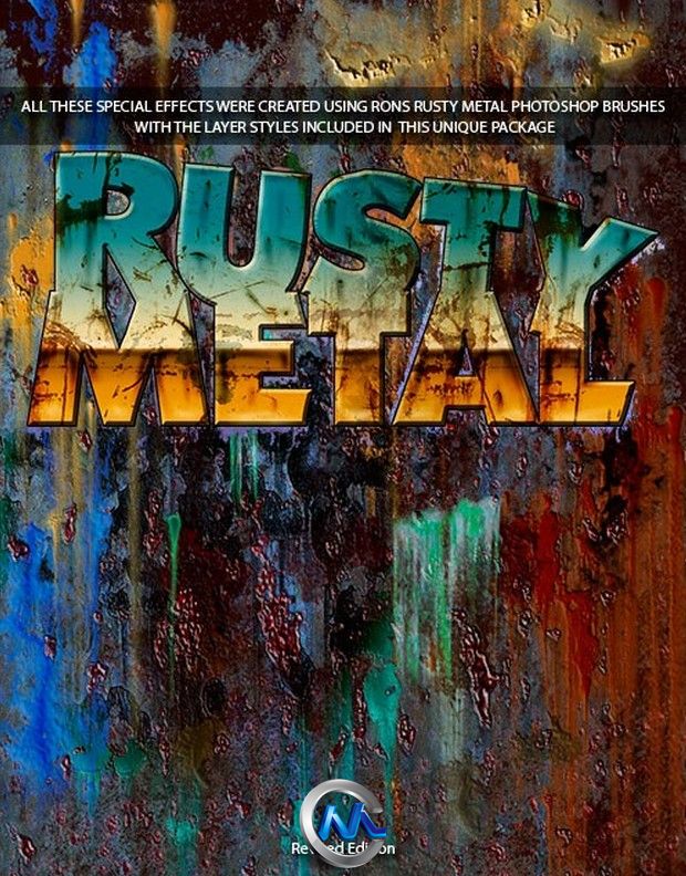 《PS生锈金属效果笔刷合辑》DAZ 3D Rons Rusty Metal