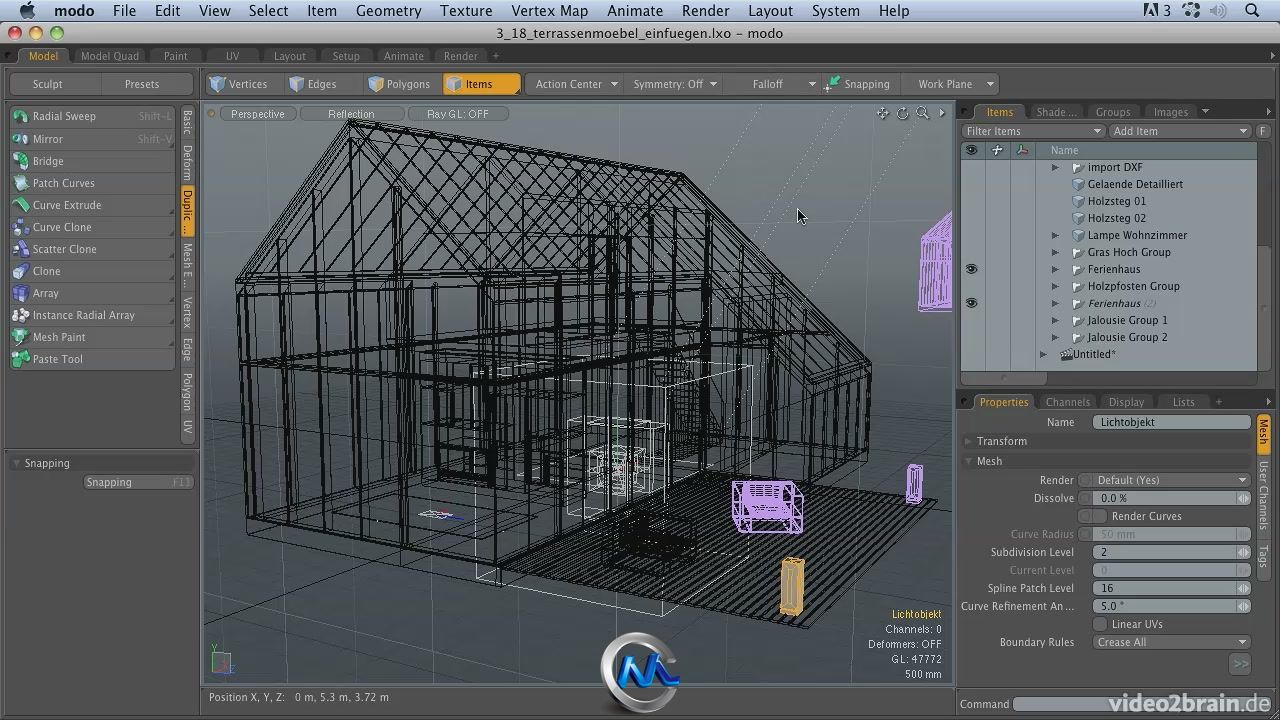 《Modo建筑设计视频教程》video2brain Modo Workshop Architecture Detailed Desig...