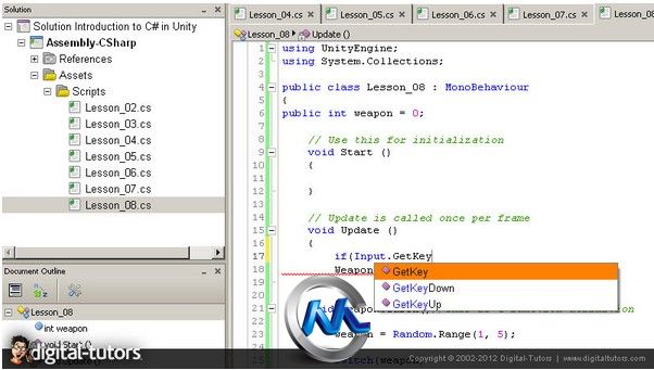 《Unity中脚本使用视频教程》Digital-Tutors Introduction to C# in Unity