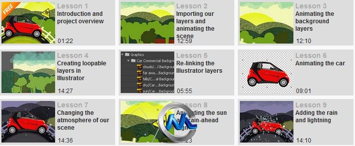 《AE制作矢量汽车动画视频教程》Digital-Tutors Creating a Vector Car Animation ...