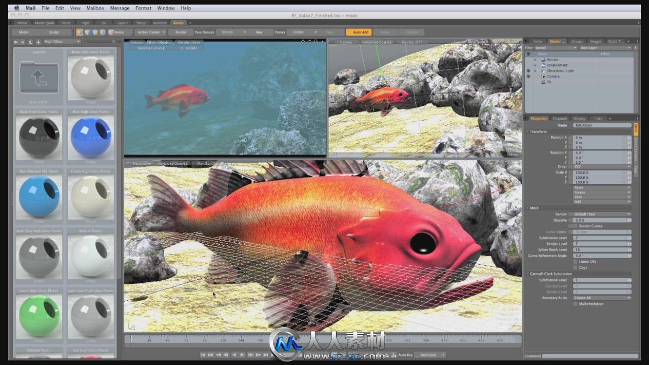《Modo制作石斑鱼视频教程》Luxology Rockfish A Complete modo 601 Project