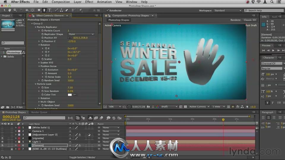 《AE插件Element3D基础训练视频教程》Lynda.com Element 3D Essential Training