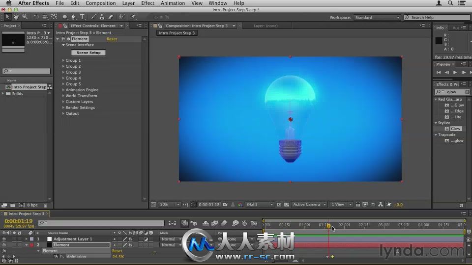 《AE插件Element3D基础训练视频教程》Lynda.com Element 3D Essential Training