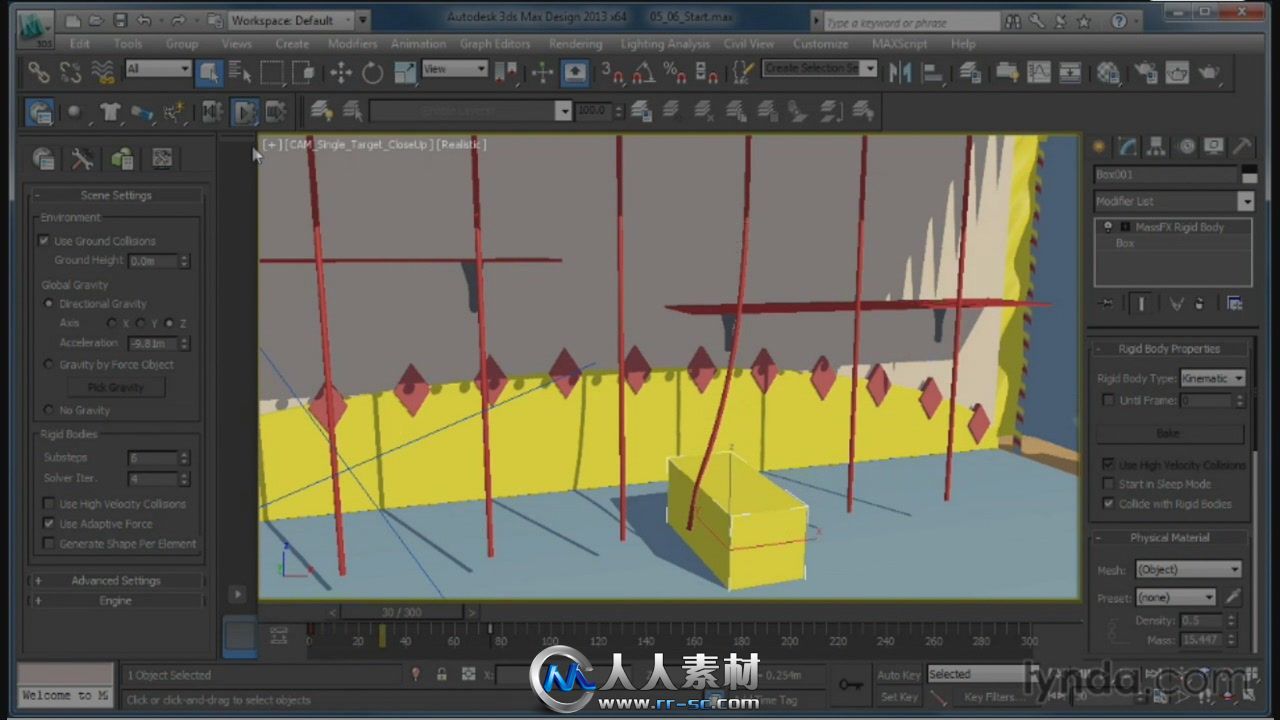 《3dsMax运动学系统MassFX视频教程》Lynda.com Creating Simulations in MassFX an...