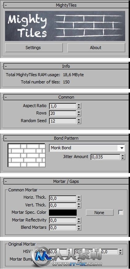 《3dsMax砖瓦纹理插件V1.02版》Zwischendrin MightyTiles 1.02 for 3ds Max 2013 x64