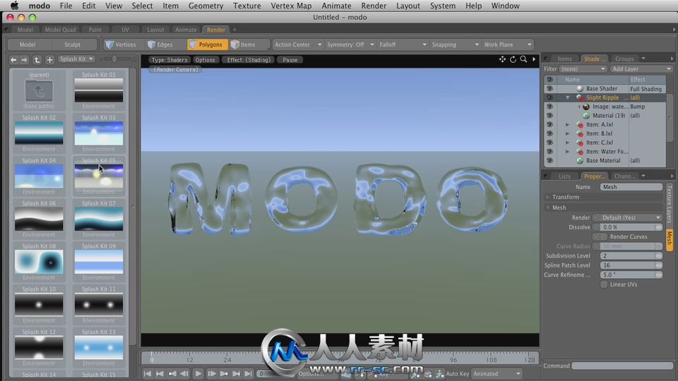 《Modo流体飞溅特效插件V6版+教程》Luxology Splash Kit for modo 601 modo 501mod...