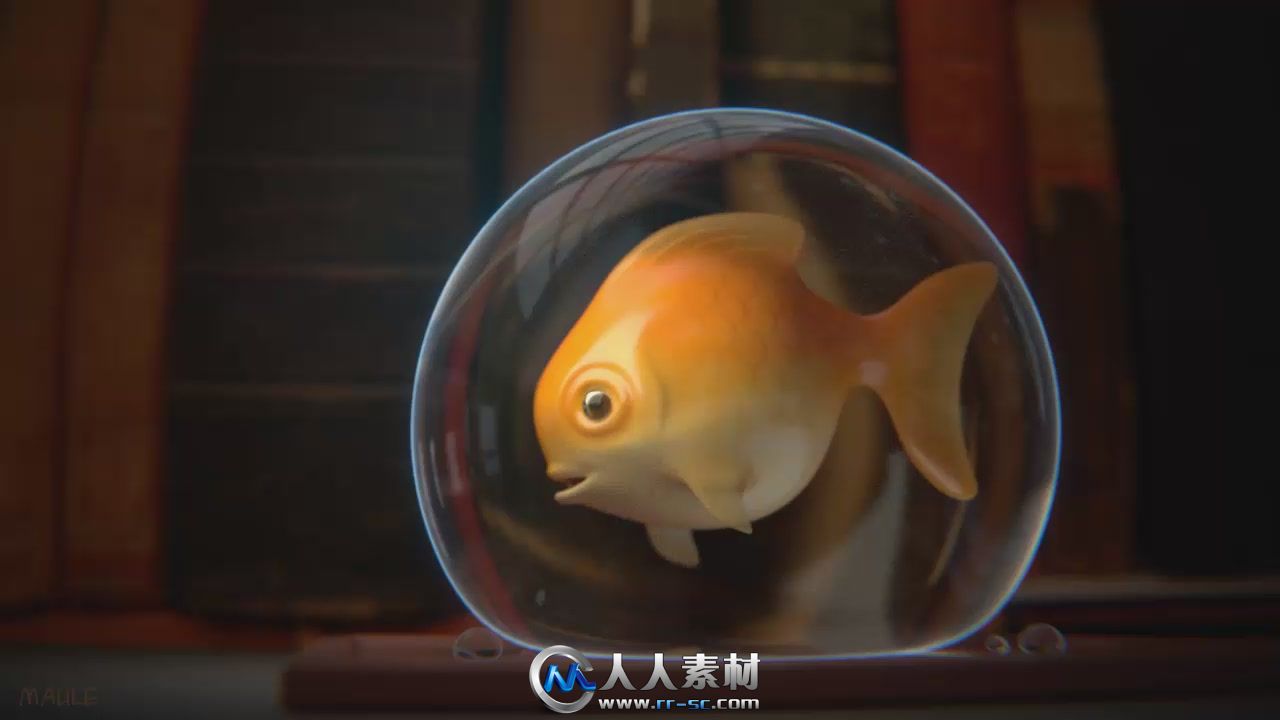 《Blender金鱼渲染视频教程》CG Cookie Rendering a Golfish in a bubble with cycles