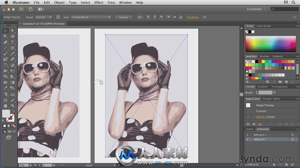 《Illustrator艺术插画视频教程》Lynda.com Tracing Artwork with Illustrator