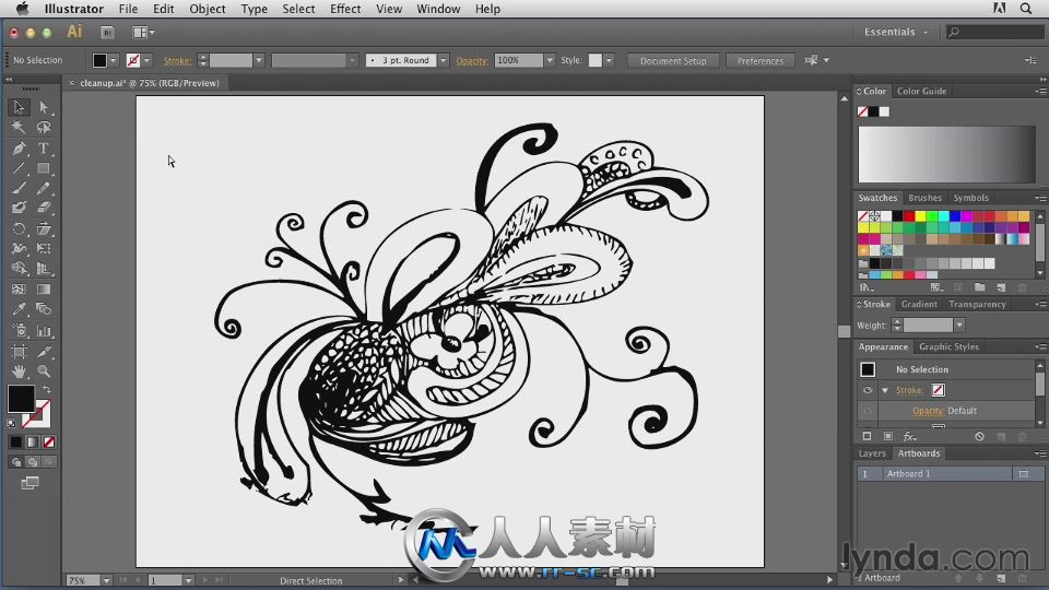 《Illustrator艺术插画视频教程》Lynda.com Tracing Artwork with Illustrator