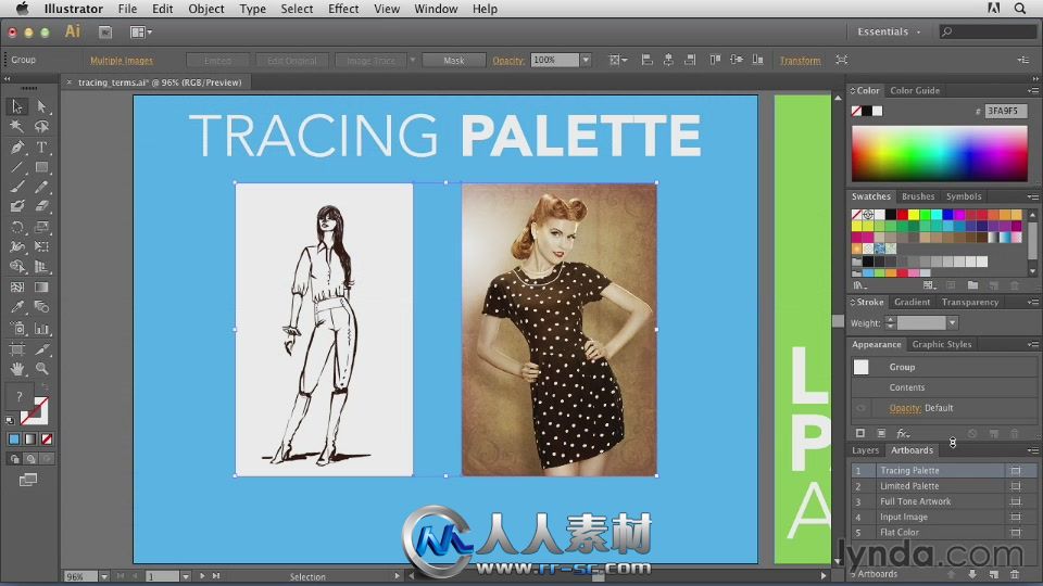 《Illustrator艺术插画视频教程》Lynda.com Tracing Artwork with Illustrator