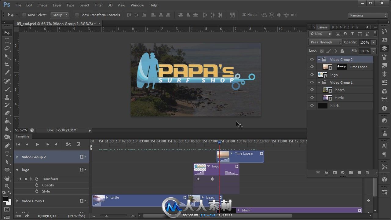 《PS视频动画视频教程》Digital-Tutors Animation and Video Editing in Photoshop...