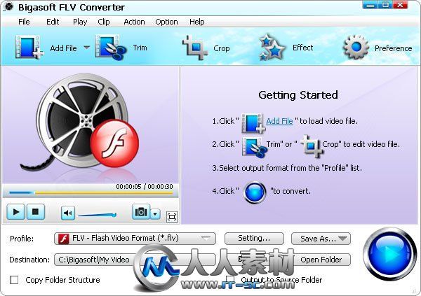 《FLV格式视频转换器》(Bigasoft FLV Converter)v3.7.24.4700[压缩包]