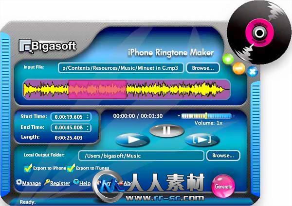 《iPhone铃声创建器》(Bigasoft iPhone Ringtone Maker )v1.9.3.4650[压缩包]