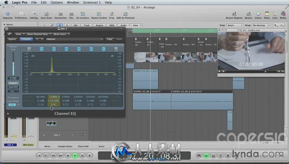 《Logic与FCP影视混音效果视频教程》Lynda.com Mixing a Short Film with Logic Pro