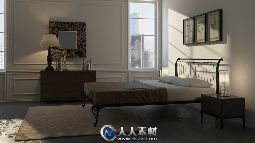 《3dsmax逼真卧室制作视频教程》Digital-Tutors Creating a Photorealistic Bedroo...