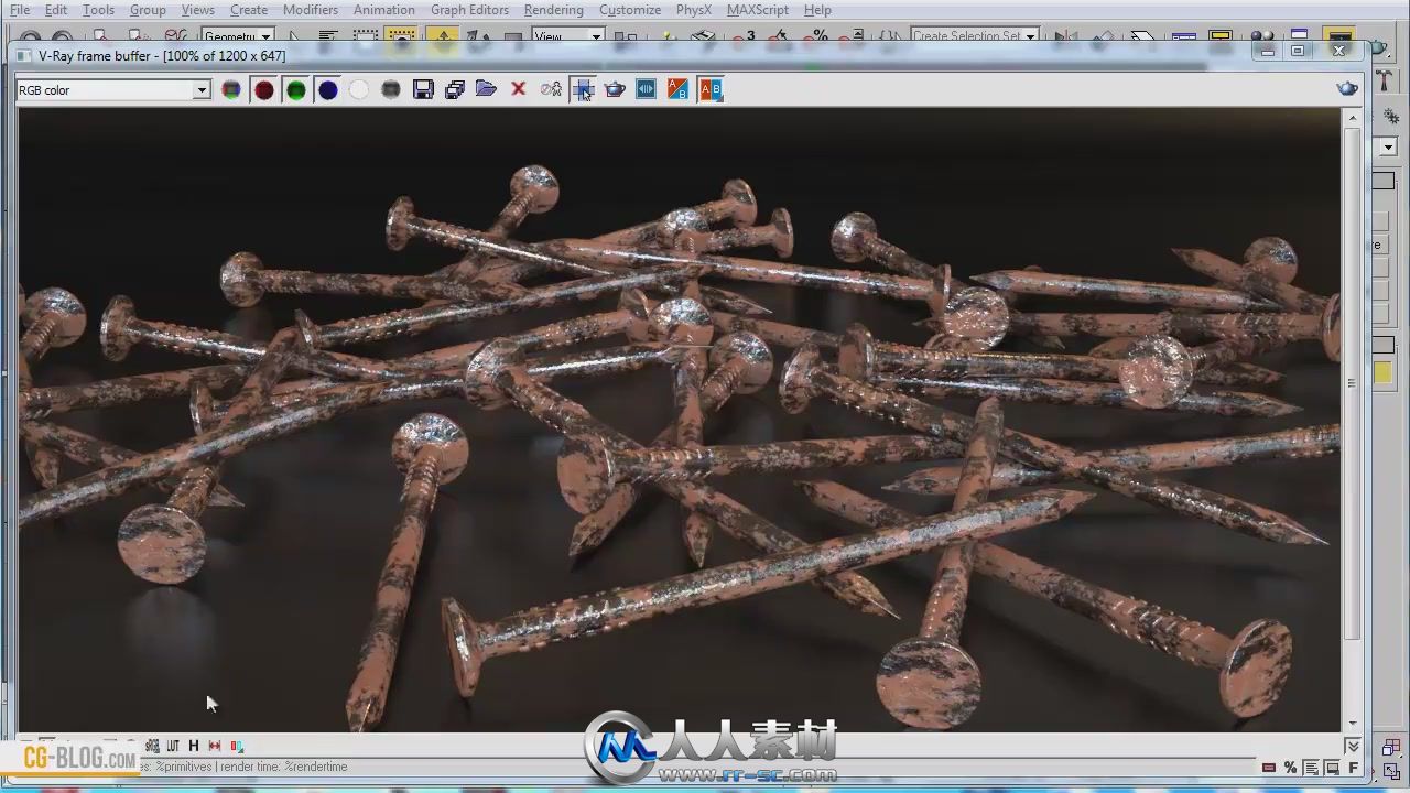 《3dsmax生锈铁钉制作视频教程》CG Blog RUSTY NAILS Full Training