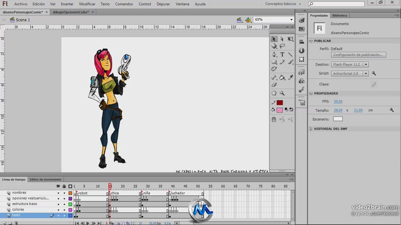 Flash漫画人物制作视频教程 video2brain Comic Characters Spanish