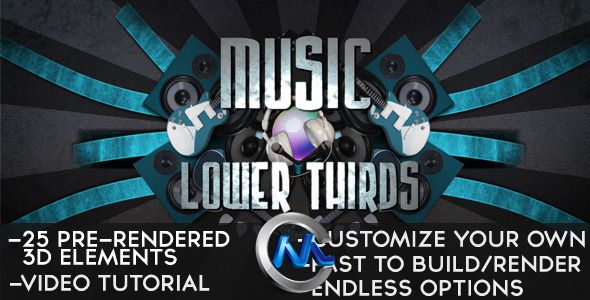 音乐风格电视包装下横栏AE模板 Videohive Lower Third Music 2192670 After Effect...