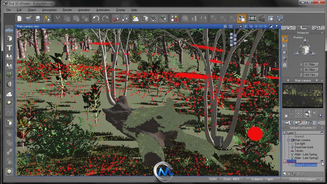 Vue生态地形制作视频教程 Digital-Tutors Creating Realistic Terrains Using EcoS...