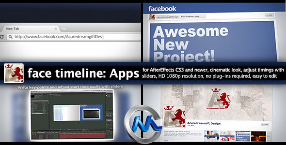 社交网站时间线AE模板 VideoHive Face Timeline Apps 2906632 Project for After E...