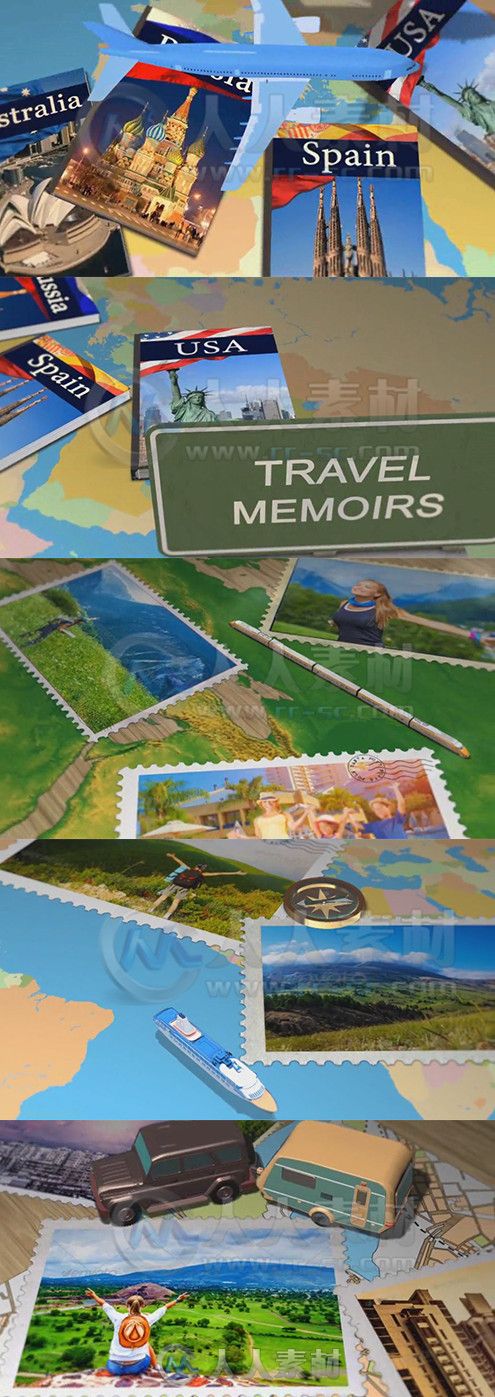 快乐旅程相册动画AE模板 Videohive Travel Memoirs Photo Album 7265966 Project f...