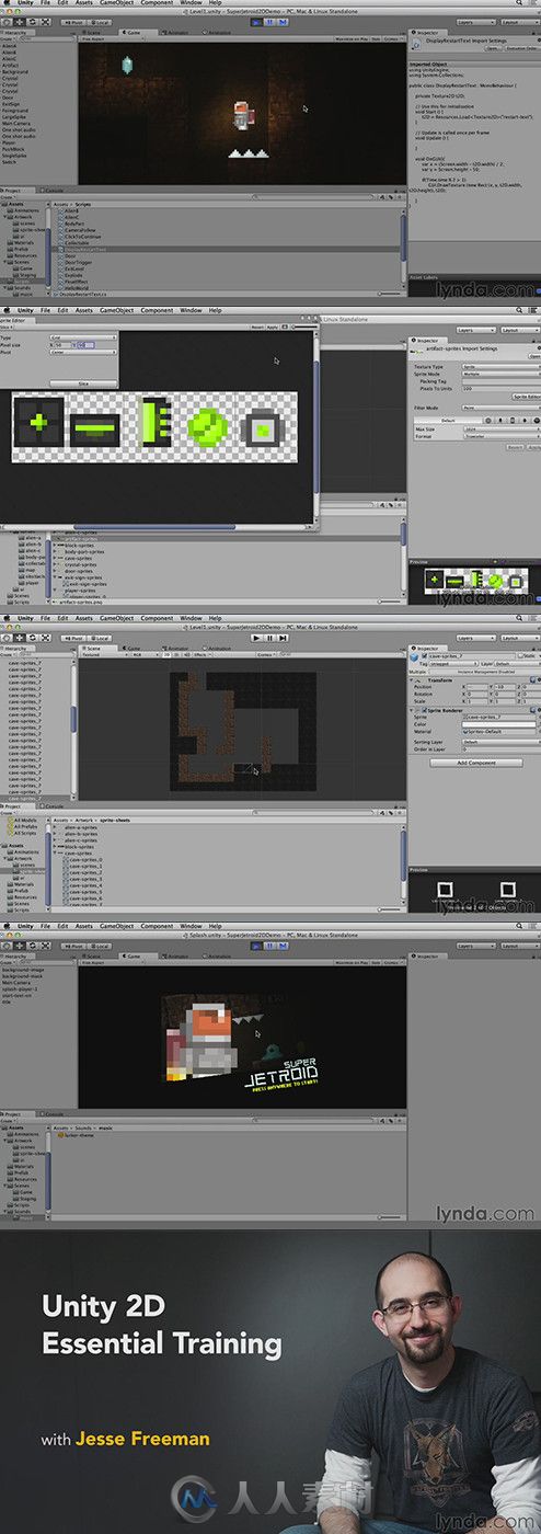 Unity二维游戏核心基础训练视频教程 Lynda Unity 2D Essential Training