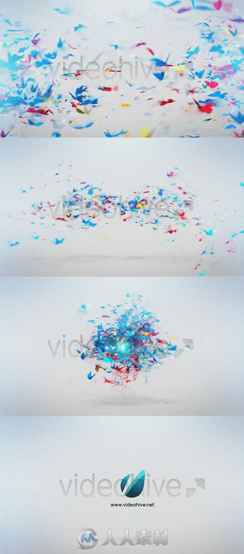 彩色蝴蝶飞舞Logo演绎动画AE模板 Videohive Colorful Butterfly Logo Reveal 50869...