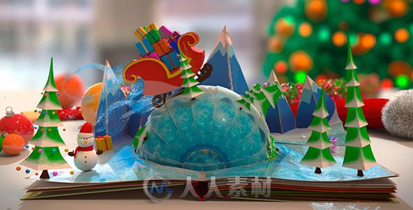 圣诞折纸书欢乐动画AE模板 Videohive Christmas Pop-Up Book 6296566 Project for ...