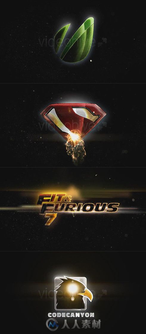 超酷闪亮火焰Logo演绎动画AE模板 Videohive Furious Logo Fast Powerful Simple Re...