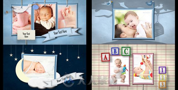 可爱婴儿相册动画AE模板 Videohive Baby Shadowbox Show 7758924 Project for Afte...